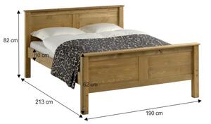 Pat dormitor, 180x200 cm ,lemn masiv de mesteacan,culoare stejar,suport saltea inclus ,Bortis