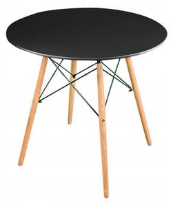 Masa stil scandinav, rotunda, MDF si lemn, negru, 80x72 cm