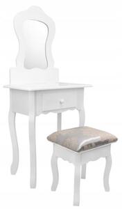 Masa de toaleta, machiaj, pentru copii, cu oglinda, sertar si taburet, alb, 50x30x111 cm