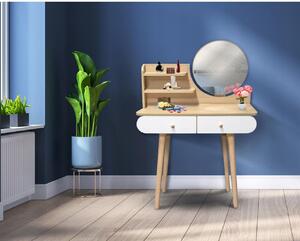 Masa de toaleta, machiaj, alba, cu oglinda, model scandinav, 80x40x122 cm, Scandi