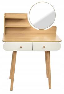Masa de toaleta, machiaj, alba, cu oglinda, model scandinav, 80x40x122 cm, Scandi