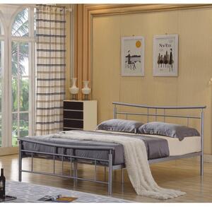 Pat metalic dormitor ,gri, suport de saltea lamelar inclus ,160x200 cm ,Bortis Impex