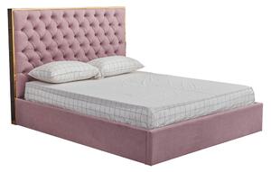Pat tapitat dormitor lux ,160x200 cm,cu lada, inclus suport saltea metalic-rabatabil ,stofa roz invechit,Bortis Impex