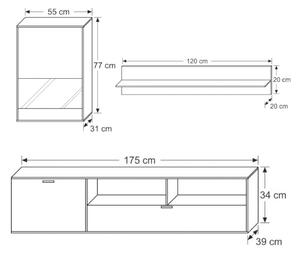 MEBLINE Set mobilă ALANI Concreto / Alb