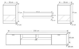 MEBLINE Set mobilă ALANI XL Concreto / Alb