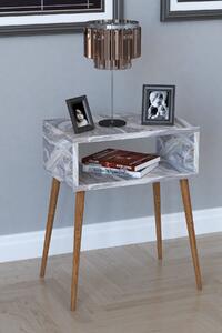Noptiera moderna deschisa Milena Homs 45 x 30 x 60 cm, marmorat/nuc