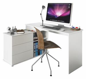 Birou PC universal de colt, alb,Bortis Impex