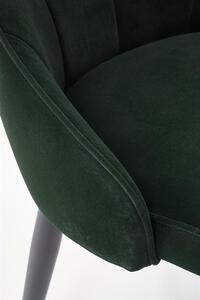 Scaun tapitat cu stofa si picioare metalice, Kai-365 Velvet Verde Inchis / Negru, l52xA57xH90 cm