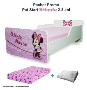 Pachet Promo Pat Start Minnie 2-8 ani + saltea 140x70x12 cm + husa impermeabila - PC-PCH-PRO-STR-MIN-70
