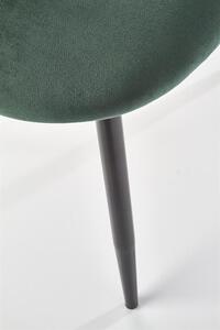 Scaun tapitat cu stofa si picioare metalice, Kai-405 Velvet Verde Inchis / Negru, l50xA52xH82 cm