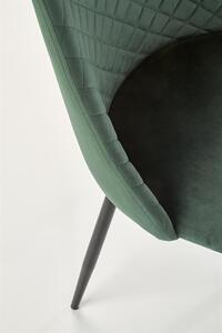Scaun tapitat cu stofa si picioare metalice, Kai-405 Velvet Verde Inchis / Negru, l50xA52xH82 cm