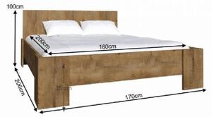 Pat dormitor 160x200 , cu suport de saltea inclus , pal -stejar lefkas