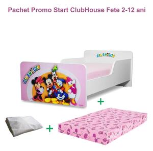 Pat Start ClubHouse fete 2-12 ani + saltea 160x80x12 cm + husa impermeabila - PC-PCH-PRO-STR-CHF-80