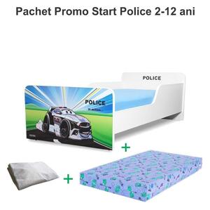 Pat Start Police 2-12 ani + saltea 160x80x12 cm + husa impermeabila - PC-PCH-PRO-STR-POL-80