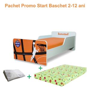 Pat Start Baschet 2-12 ani + saltea 160x80x12 cm + husa impermeabila - PC-PCH-PRO-STR-BSK-80