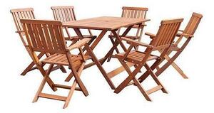 Set mobilier gradina/terasa, lemn, 1 masa, 6 scaune, Leq Maribo