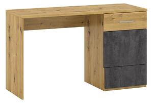 Birou cu usa si sertar ,stejar natur gri beton ,130 cm