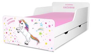 Pat pt Fete Start Unicorn potrivit pentru copii cu varste de la 2 pana la 12 ani, varianta cu sertar - PC-P-BAL-UNC-80