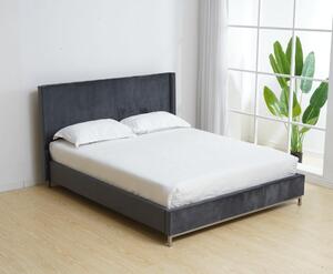 Pat de dormitor tapitat, stofa gri ,cu suport de saltea inclus , 200x180 cm ,Bortis Impex