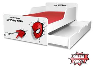 Pat copii Spiderman 2-12 ani cu sertar si saltea cadou - PC-P-MK-SPM-80