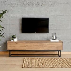 Comodă TV LUPIN 180, din MDF și lemn, 180x50x40 cm, Maro/Negru