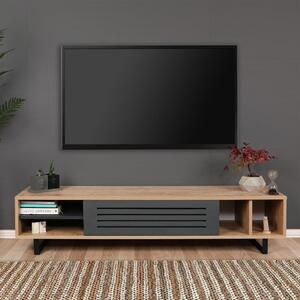 Comodă TV SAFIR, melamină, 160x35x40 cm, Maro/Negru