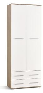 Raft Cirveso 107, Alb lucios, Stejar Sonoma, PAL laminat, 200x77x40cm, 61 kg