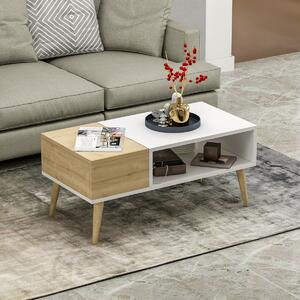 Masa cafea picioare lemn Nely Homs 90x45 cm stejar-alb