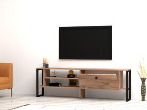 Comoda tv cu picioare metal Ares Homs 160 cm, nuc-negru,10629