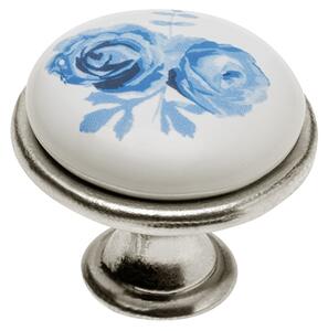 Buton mobila Blue Rose argintiu