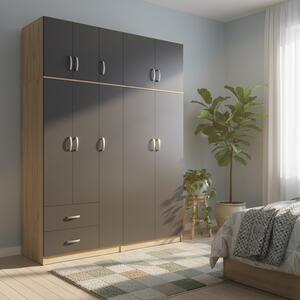 Dulap cu 5 usi, Athos I, V23, Antracit, 170x42x240 cm