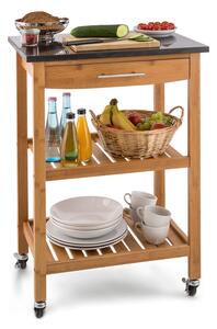 Klarstein Tennessee, cărucior de servire, cărucior de bucătărie, 4 niveluri, lemn, granit, mobil