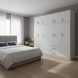 Dulap cu 6 usi, Athos, V15, Alb, 180x42x240 cm
