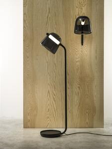 Mona Medium - Lampă de podea neagră cu abajur fumuriu din sticlă