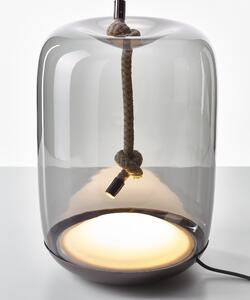 Knot Small Cilindro - Lampă de masă LED cu abajur fumuriu din sticlă