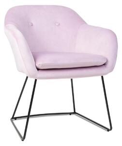 Besoa Zoe, scaun tapițat, cătușeală din spumă, acoperire din poliester, catifea, oțel, roz