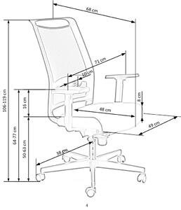 Scaun de birou ergonomic tapitat cu stofa, Giovani Albastru / Negru, l71xA68xH106-119 cm