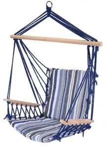 Hamac tip scaun Enjoy, 53 x 100 cm, lemn/bumbac/poliester, albastru