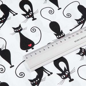 Goldea țesătură simona 100% bumbac - pisici negre pe alb 145 cm