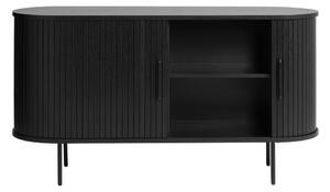 Comodă neagră joasă cu aspect de lemn de stejar 140x76 cm Nola – Unique Furniture