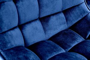Scaun de bar tapitat cu stofa si picior metalic, Hoku-95 Velvet Albastru Inchis / Negru, l43xA44xH84-106 cm