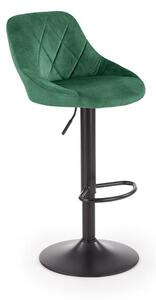 Scaun de bar tapitat cu stofa si picior metalic, H-101 Velvet Verde Inchis / Negru, l47xA45xH84-106 cm