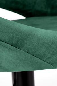 Scaun de bar tapitat cu stofa si picior metalic, Hoku-102 Velvet Verde Inchis / Negru, l53xA48xH78-100 cm