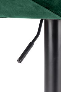 Scaun de bar tapitat cu stofa si picior metalic, Hoku-102 Velvet Verde Inchis / Negru, l53xA48xH78-100 cm