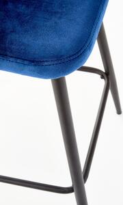 Scaun de bar tapitat cu stofa si picioare metalice, Hoku-96 Velvet Albastru Inchis / Negru, l49xA49xH89 cm
