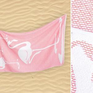 Goldea prosop de plajă frotir flamingo - roz deschis și alb 90x160 cm 90 x 160 cm