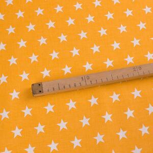 Goldea țesătură simona 100% bumbac - steluțe albe pe portocaliu 160 cm