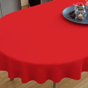 Goldea față de masă din bumbac - roșie - ovală 140 x 180 cm