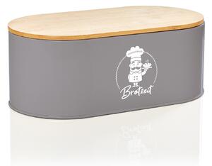 Klarstein Rök, cutie pentru pâine, metal, capac din bambus, 33,5 × 13 × 18 cm (L x Î x l), ovală