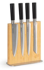 Klarstein Suport pentru cuțite, drept, magnetic, pentru 8-12 cuțite, bambus, oțel inoxidabil